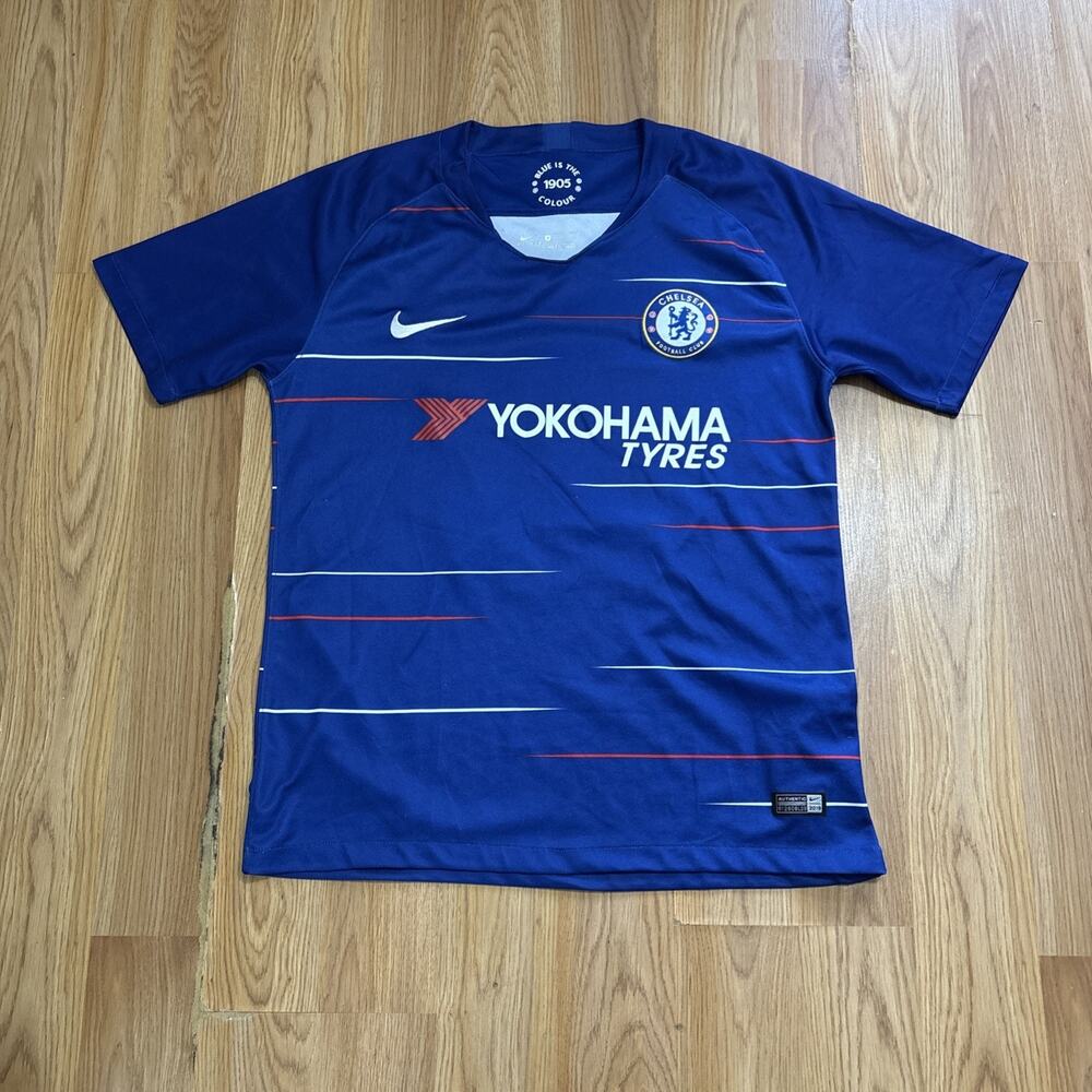 Nike Chelsea Football Club Eden Hazard #10 Striped Swoosh Dri Fit Jersey Medium